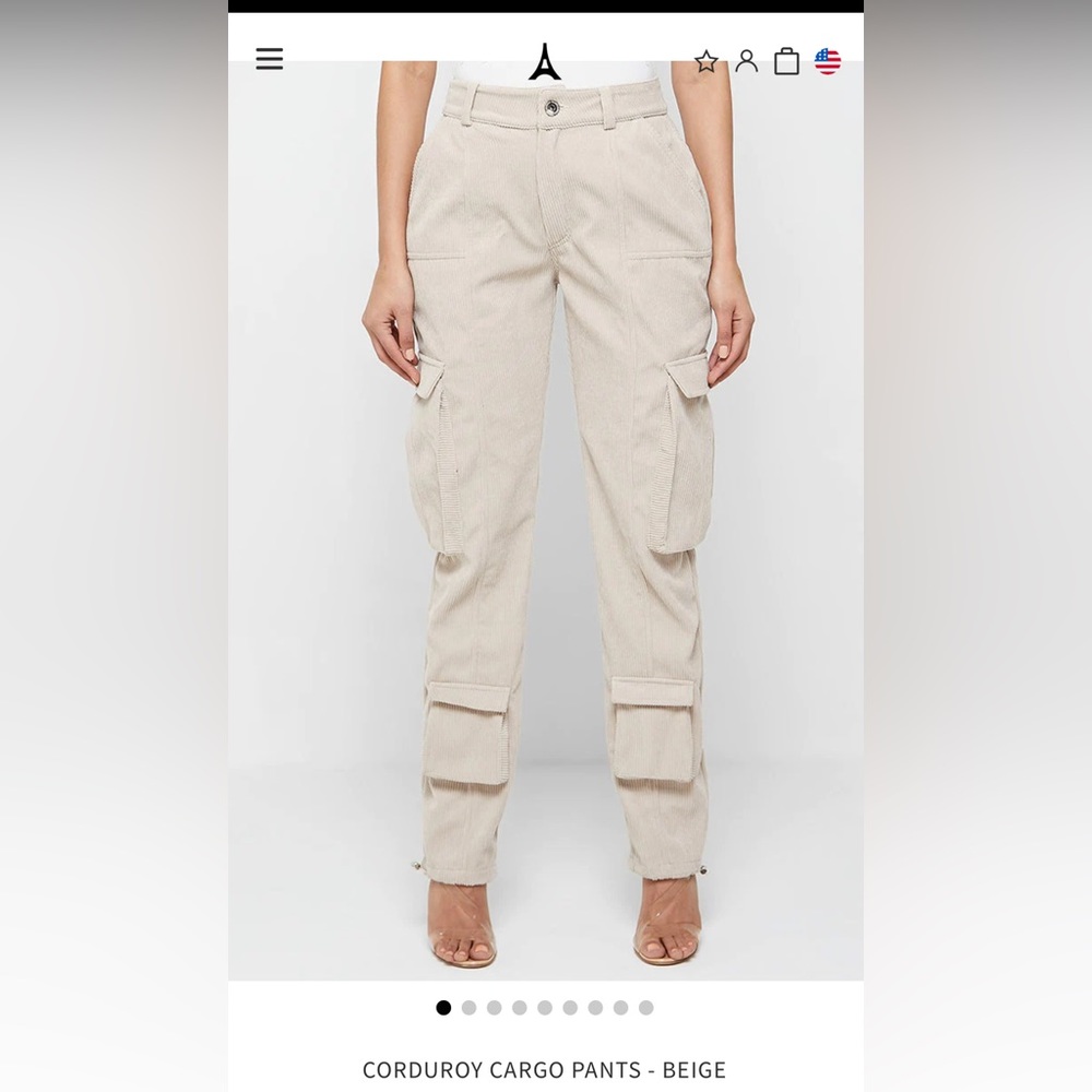 Maniere De Voir CORDUROY CARGO PANTS - BEIGE